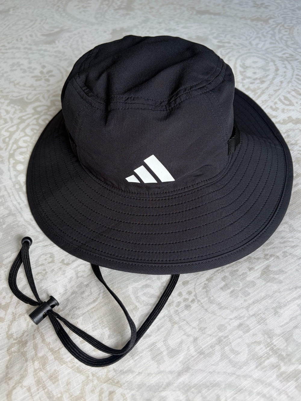Adidas Black Bucket Hat with Chin Strap and Logo